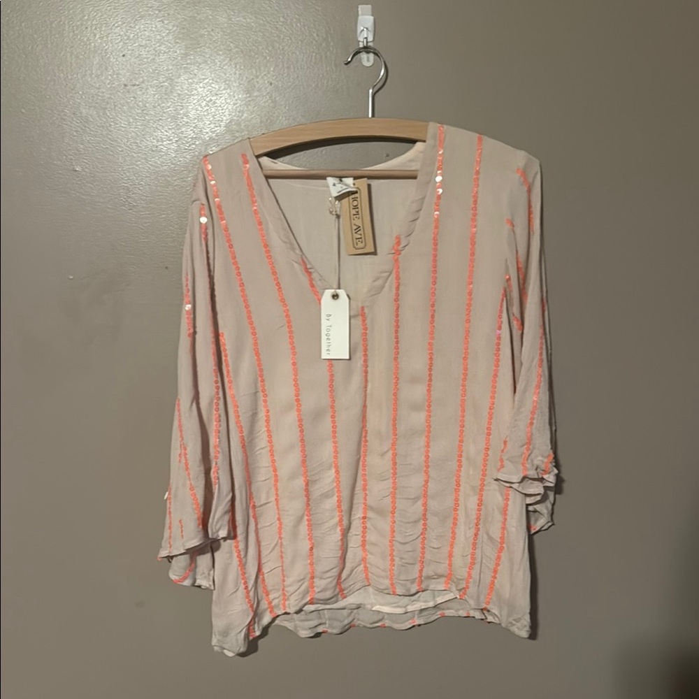 Eva Franco Women's Cream and Orange Top